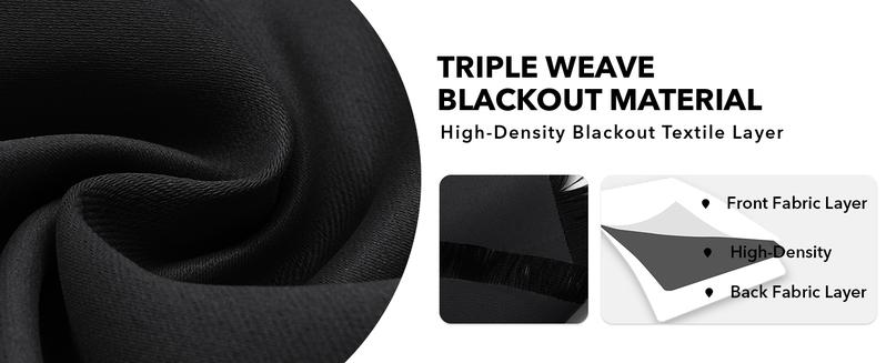 2 Panels Solid Blackout Curtains (85%-95% Light Blocking, Grommet Top, 52"W) – Thermal Insulated & Soundproof Drapes for Living Room, Bedroom & Home Office