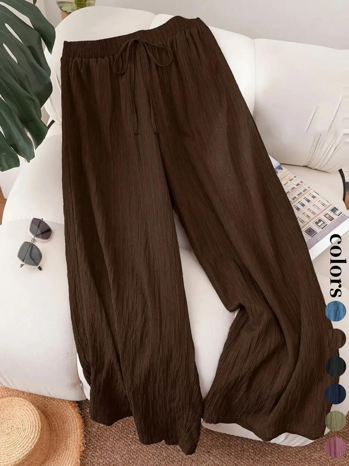 Women's Solid Color Wide Leg Pants, Casual Comfy Trousers for Daily Wear, Ladies Bottoms for All Seasons, Casual Fashion Pants