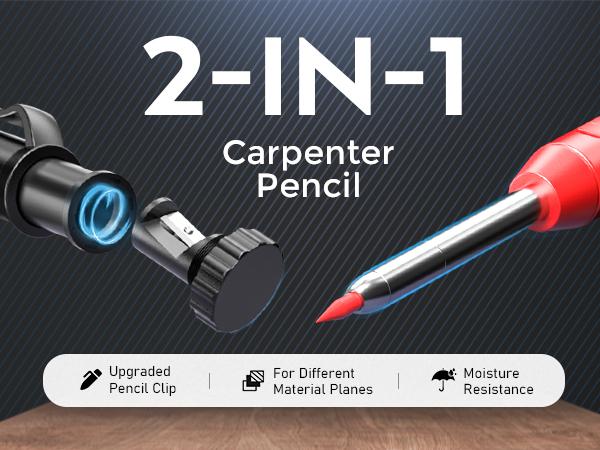 Nicpro 5-Pack Lead Mechanical Pencils, Office Stationery Supplies - Carpenter Pencil Set with Sharpener, 76 Black/Red/Yellow Refills, Carbide Scribe Tool, Deep Marker, Heavy-Duty Case for Woodworking, Lead Mechanical Pencil