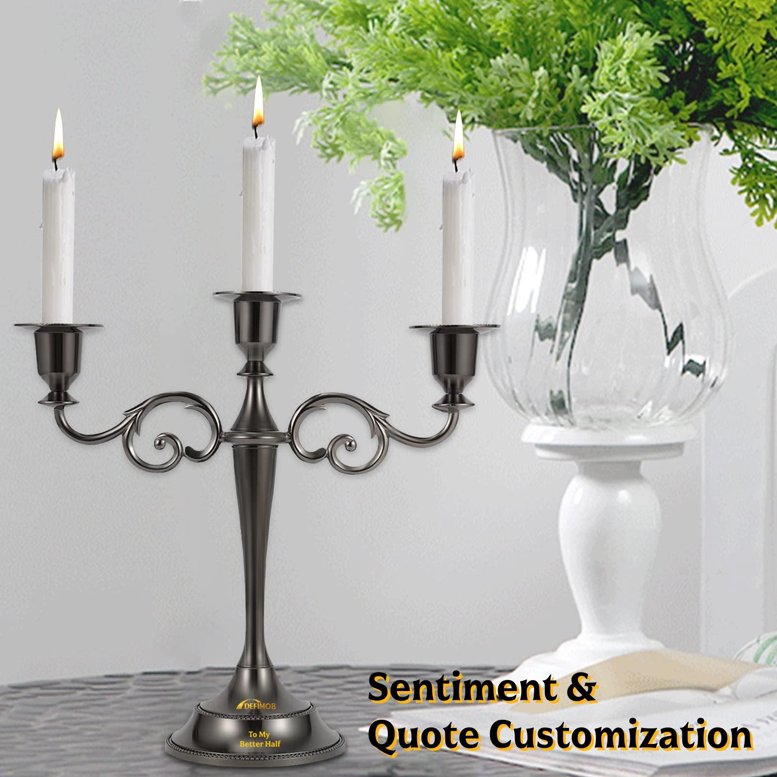 Dandat Black 3-Arm Candlestick | Gothic Metal Taper Candle Holder Modern Industrial Style Centerpiece for Home, Kitchen, Wedding, Anniversary & Hotel Decor