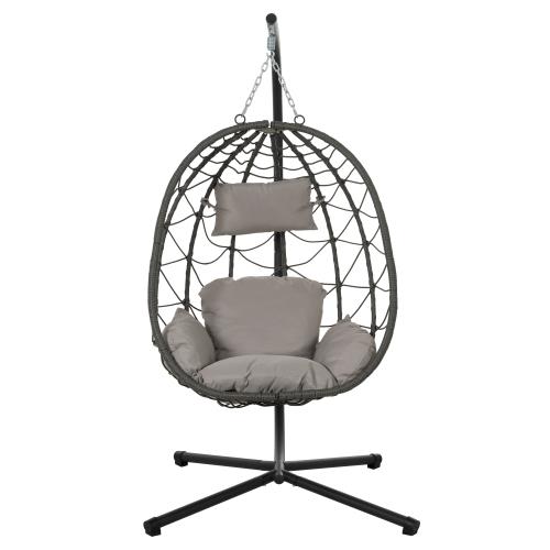【Bellemave】Egg Chair with Stand Indoor Outdoor Swing Chair Patio Wicker Hanging Egg Chair Hanging Basket Chair Hammock Chair with Stand for Bedroom Living Room Balcony
