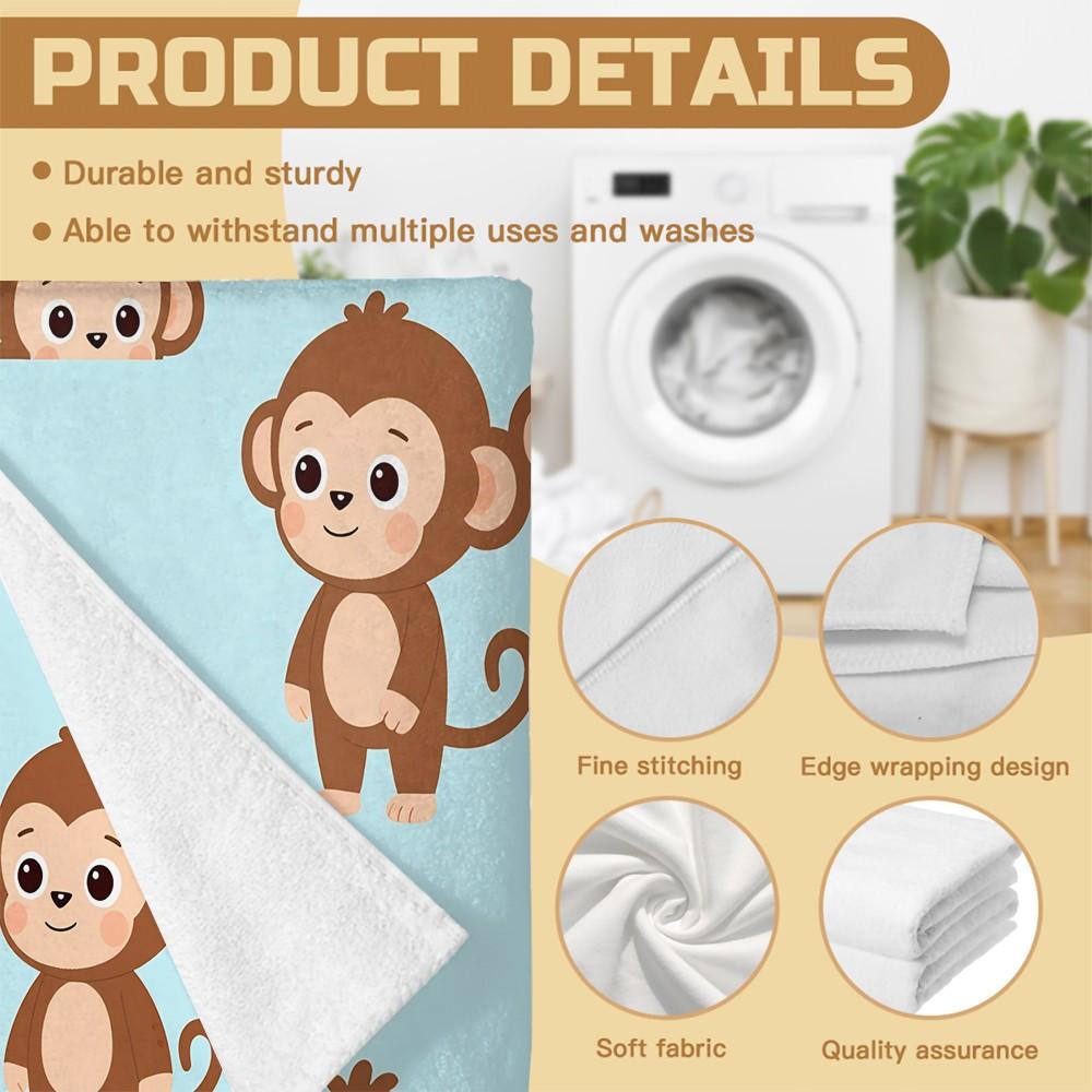 Cute Cartoon Monkey Beach Towel, Train/Easter Egg Monkey Style, Quick Dry Soft Skin-Friendly Absorbent, Sand Free Beach Towel for Pool Camping, Suitable for All People, Ideal Gift Choice