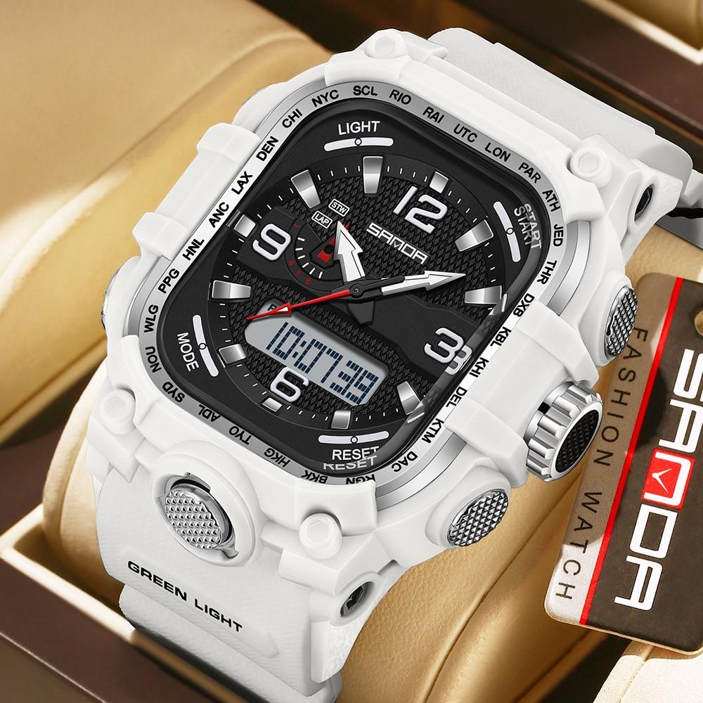 Men's Fashion Watch Dual Display Countdown, Waterproof Night Glow Square Multifunctional Outdoor Sports Watch, Daily Wear [6310]