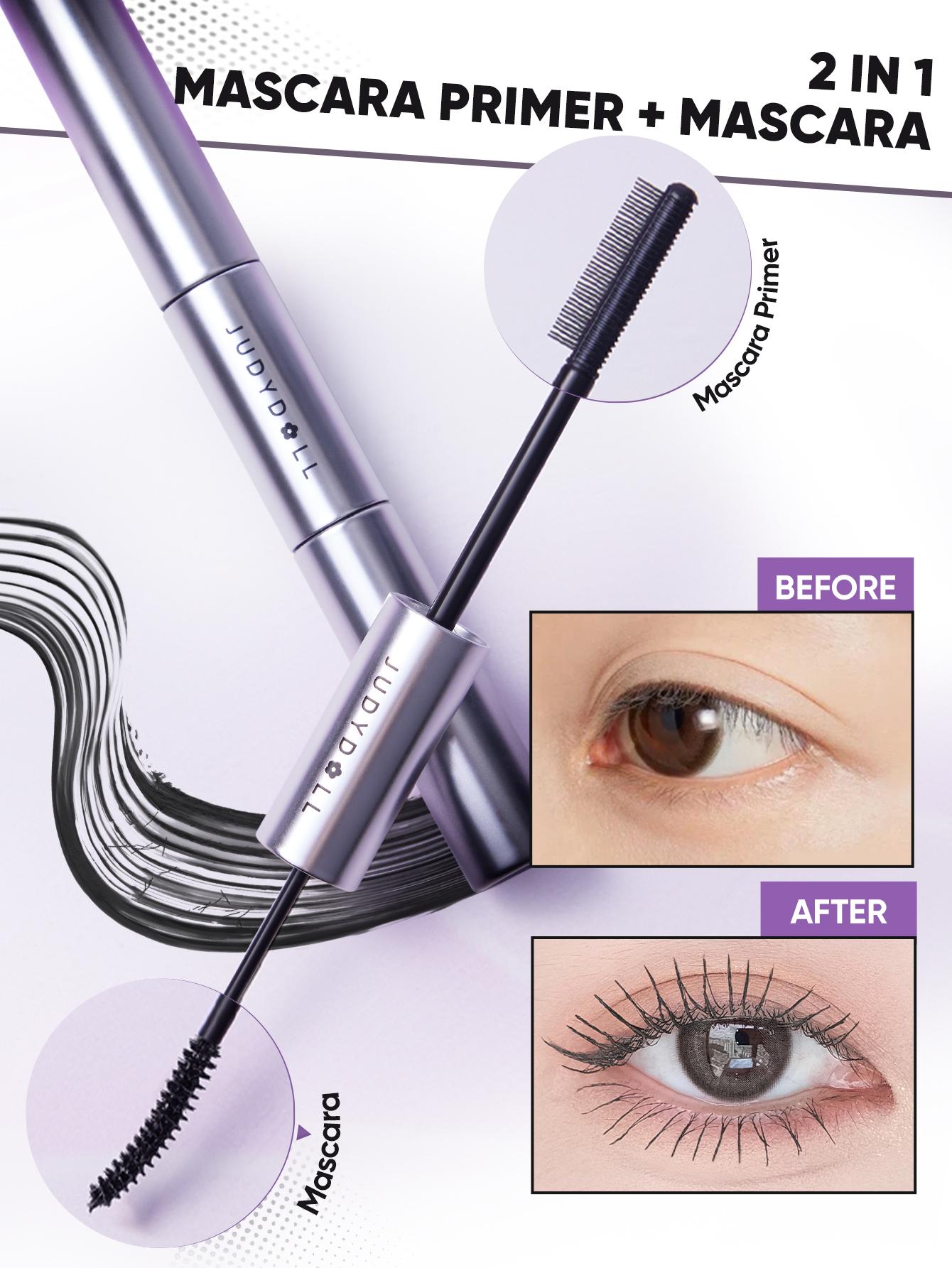 JUDYDOLL Volume & Curling Mascara Duo, Curling & Lengthening, Long-Lasting, Waterproof, Smudge-Proof, 24-Hour Wear, Natural Extension, Thickening Effect, Ultra Fine Volumizing Mascara, Cosmetics, Spring Gift, Refresh Look