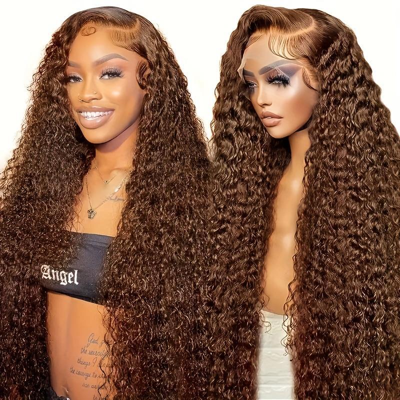 Bling Hair 13x4 13x6 Lace Front Wigs Chocolate Brown Deep Wave Breathable Lace Human Hair Wig Pre-plucked Breathable HD Transparent Lace Free Parting Brazilian Hair TikTokShopHolidayHaul