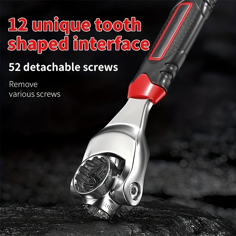 12-In-1 Universal Socket Wrench, Adjustable Dual-Head Tool, Flexible 360° Rotating Head, Rubber Handle, Car Repair Wrench 8-19mm