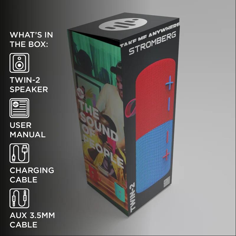 Stromberg TWIN Portable Bluetooth Speaker with Magnetic 2-in-1 Design IPX4 Water Resistant 10H Playtime TWS Pairing BT5.3 FM Radio for Home Party Outdoor Beach Audio Stereo 20W Subwoofer Dophin Audio