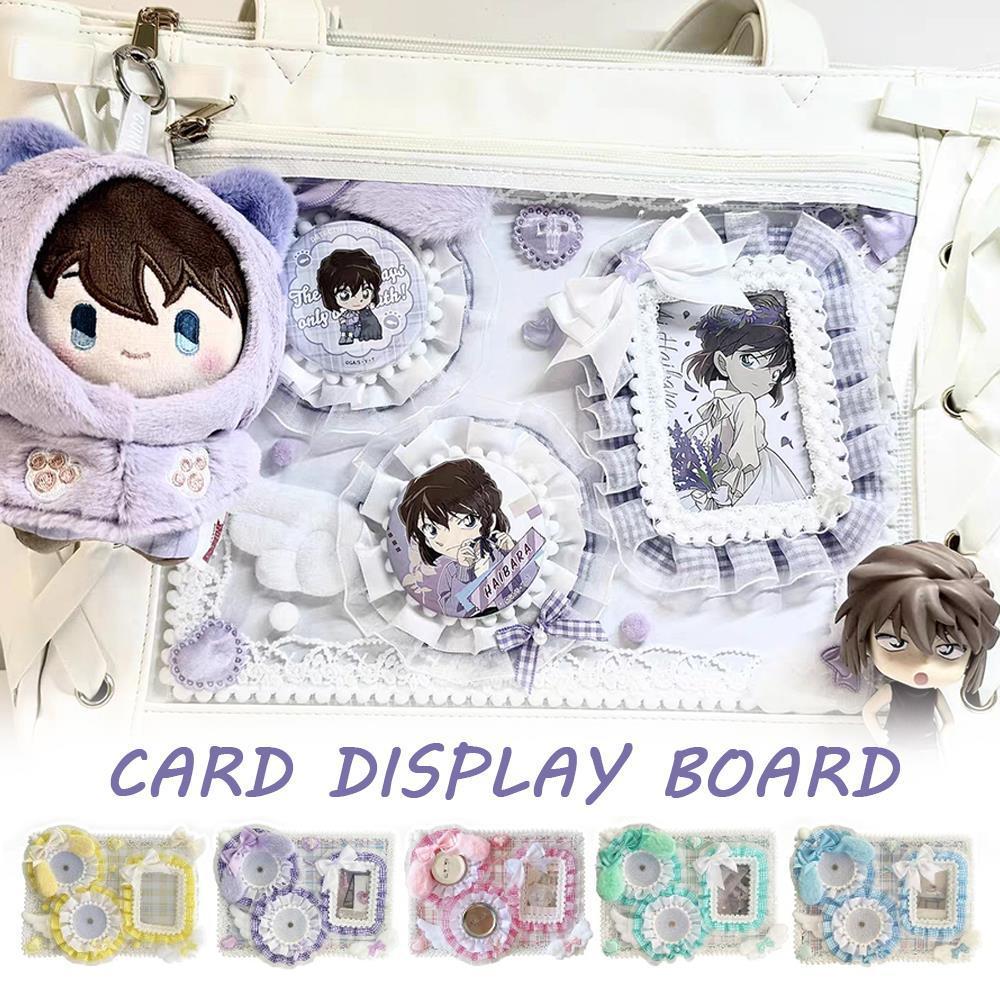 Itabag Anime Badge Holder Set Decor Kawaii Candy Fluffy Bunny Ribbon Lace Ita Bag Insert Board Badge Display Board Accessories