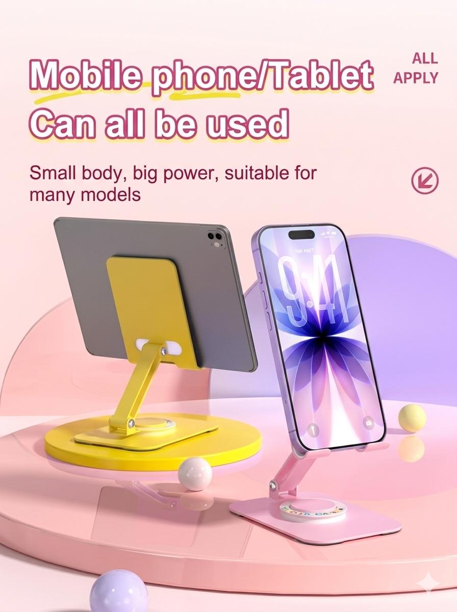 Cute Minions 360° Rotating Phone Stand Foldable, Adjustable, And Portable Desktop Holder (360-Degree Rotation, Secure & Stable)