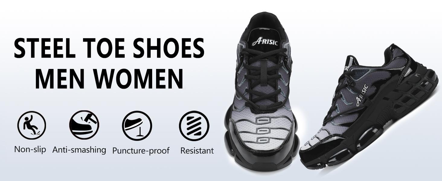 Steel Toe Shoes For Men Women Lightweight Breathable Safety Sneakers Steel Toe Indestructible Safety Shoes Outdoorfun