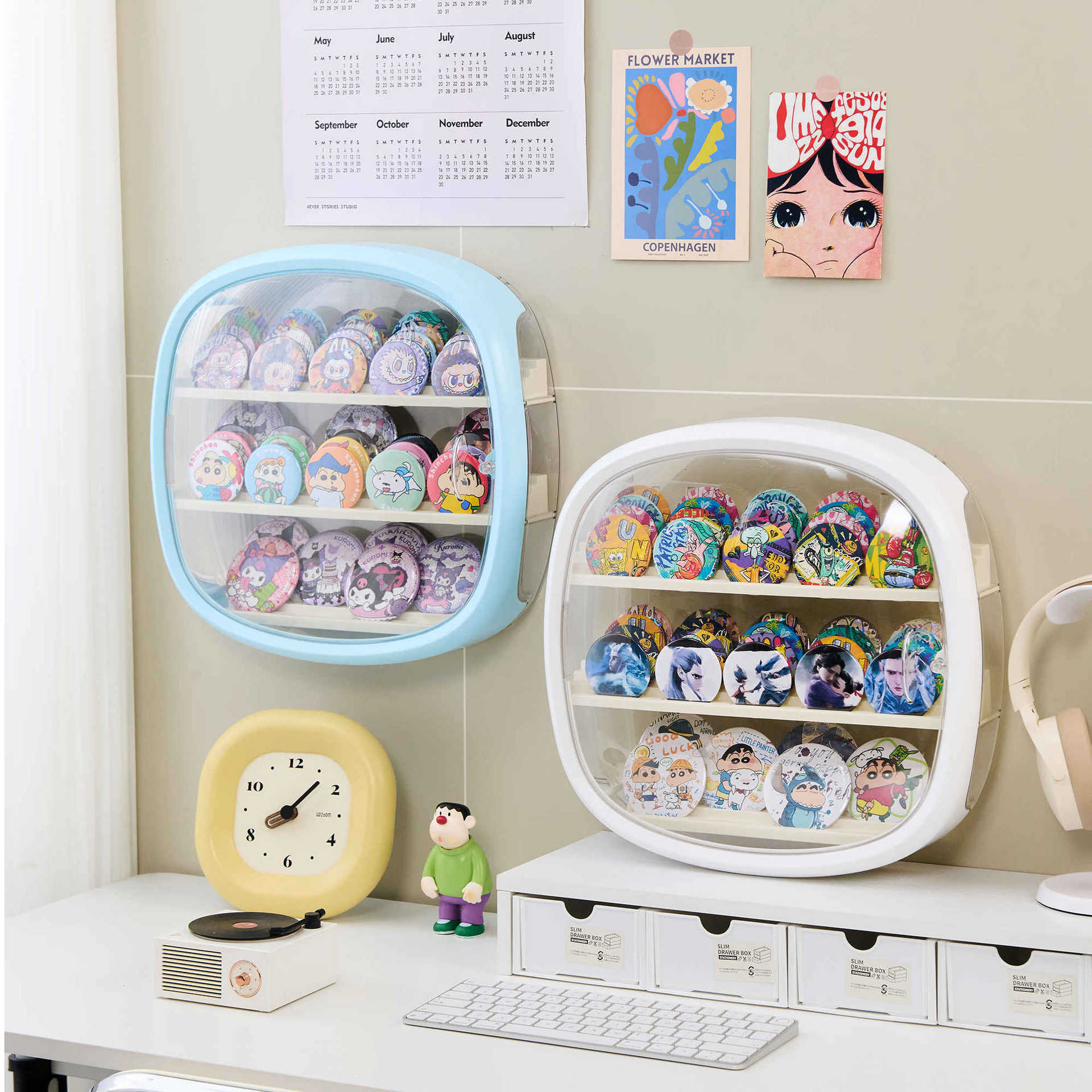 1pc Multi-Functional Space Capsule Blind Box Display Stand, Transparent Storage Box for Figures & Badges, Display Cabinet for Pop Mart Toys, Dustproof Organizer for Desktop & Wall Mount