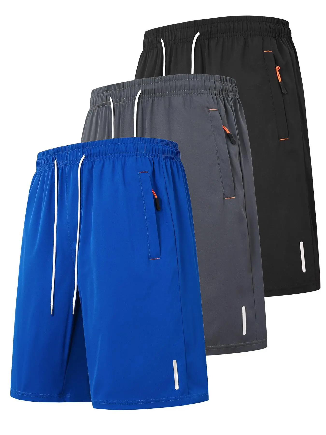 Men's Solid Color Reflective Strip Activewear Shorts, Casual Comfy Breathable Shorts for Gym Workout Running, Men's Bottoms for Summer 80s Basketball Shorts