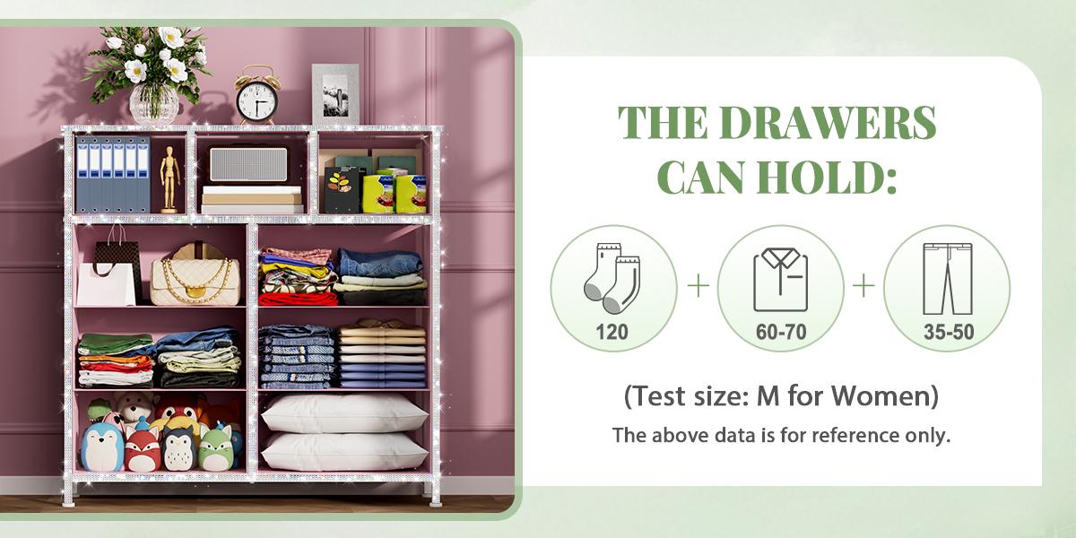 【Updated Decor】MUSEN Dresser with 9 Drawers, Pink Dresser for Bedroom Drawer Organizer Storage Drawers, Fabric Storage Tower with 9 Drawers, Chest of Drawers with Steel Frame, Wood Top for Nursery, Living Room, Closet, Deals for You Days