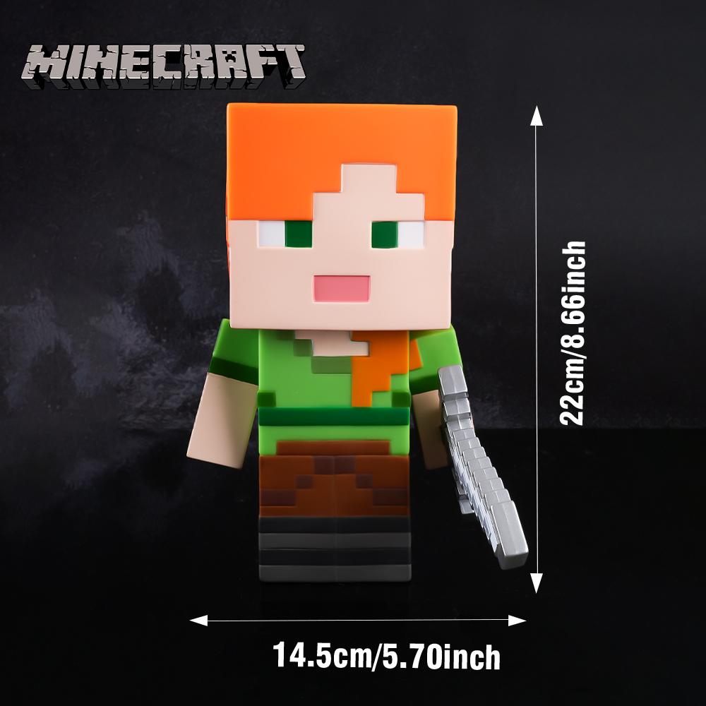 1PC Minecraft Officially Licensed Alex Coin Bank Creative Drop Proof Piggy Bank Cartoon Pixel Futuristic Style Q Version Cute Alex Explorer Money Jar Grade Deposit Jungle Temple Raider Easter Gifts