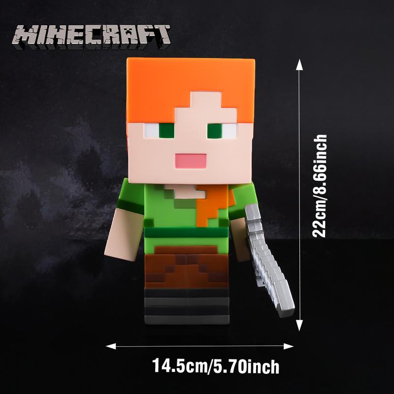 1PC Minecraft Officially Licensed Alex Coin Bank Creative Drop Proof Piggy Bank Cartoon Pixel Futuristic Style Q Version Cute Alex Explorer Money Jar Grade Deposit Jungle Temple Raider Easter Gifts