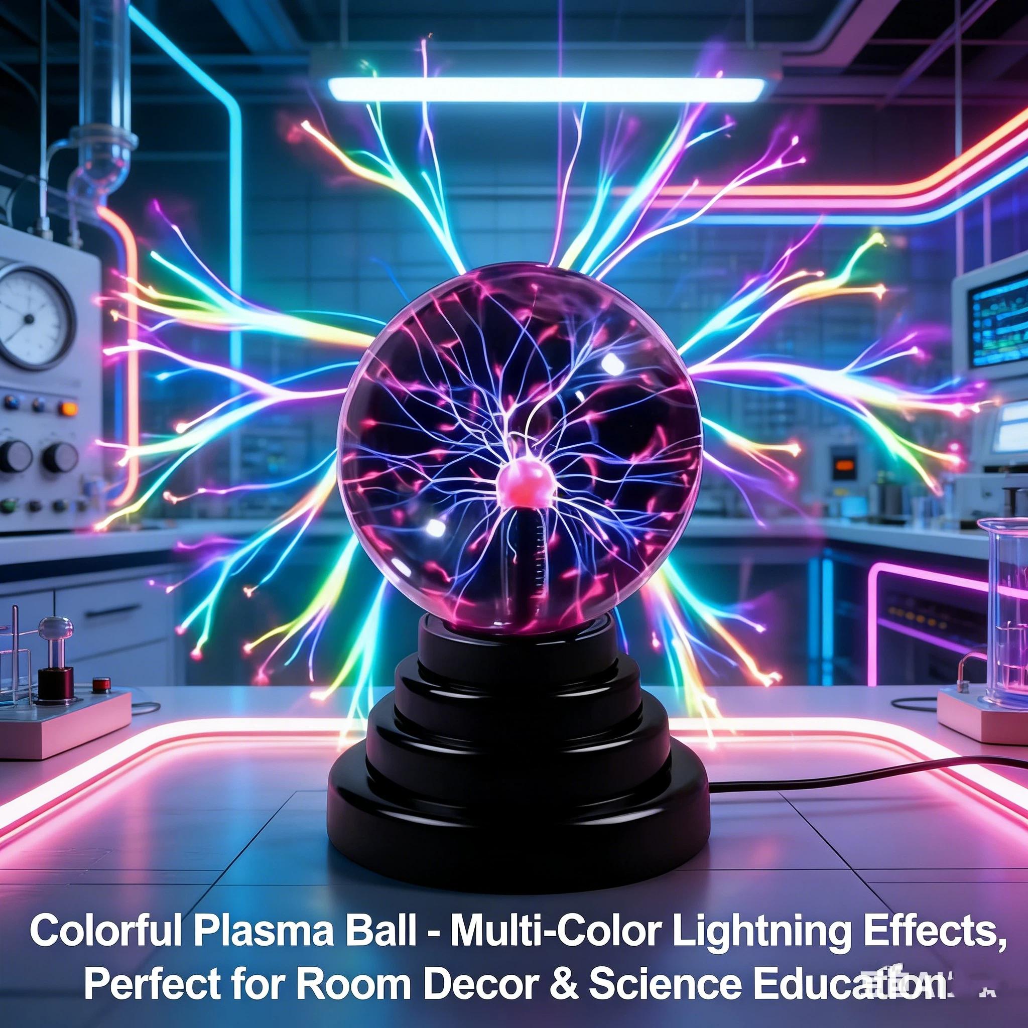 USB Magic Static Ion Ball Lamp, Touch Plasma Ball Night Light, Atmosphere Lighting, USB Powered, Ideal for Bedroom Living Room, Birthday Gift