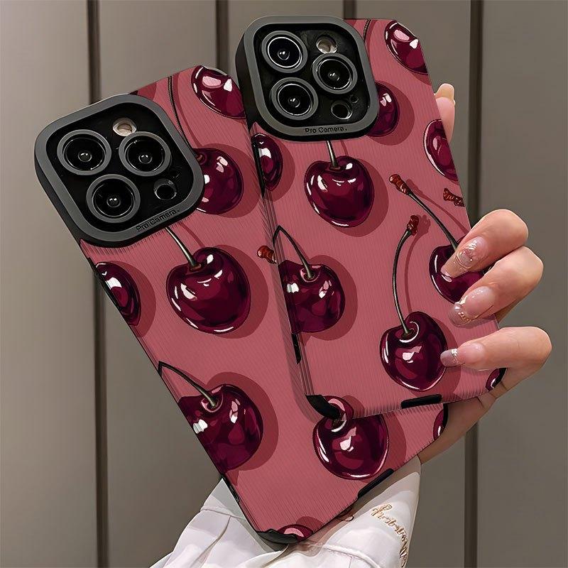 Cherry Design Shockproof Ultra-Thin Phone Case Cover for iPhone 17/16/15/14/13/12/11/plus/pro Max, Dust-Proof, Perfect Gift for Friends