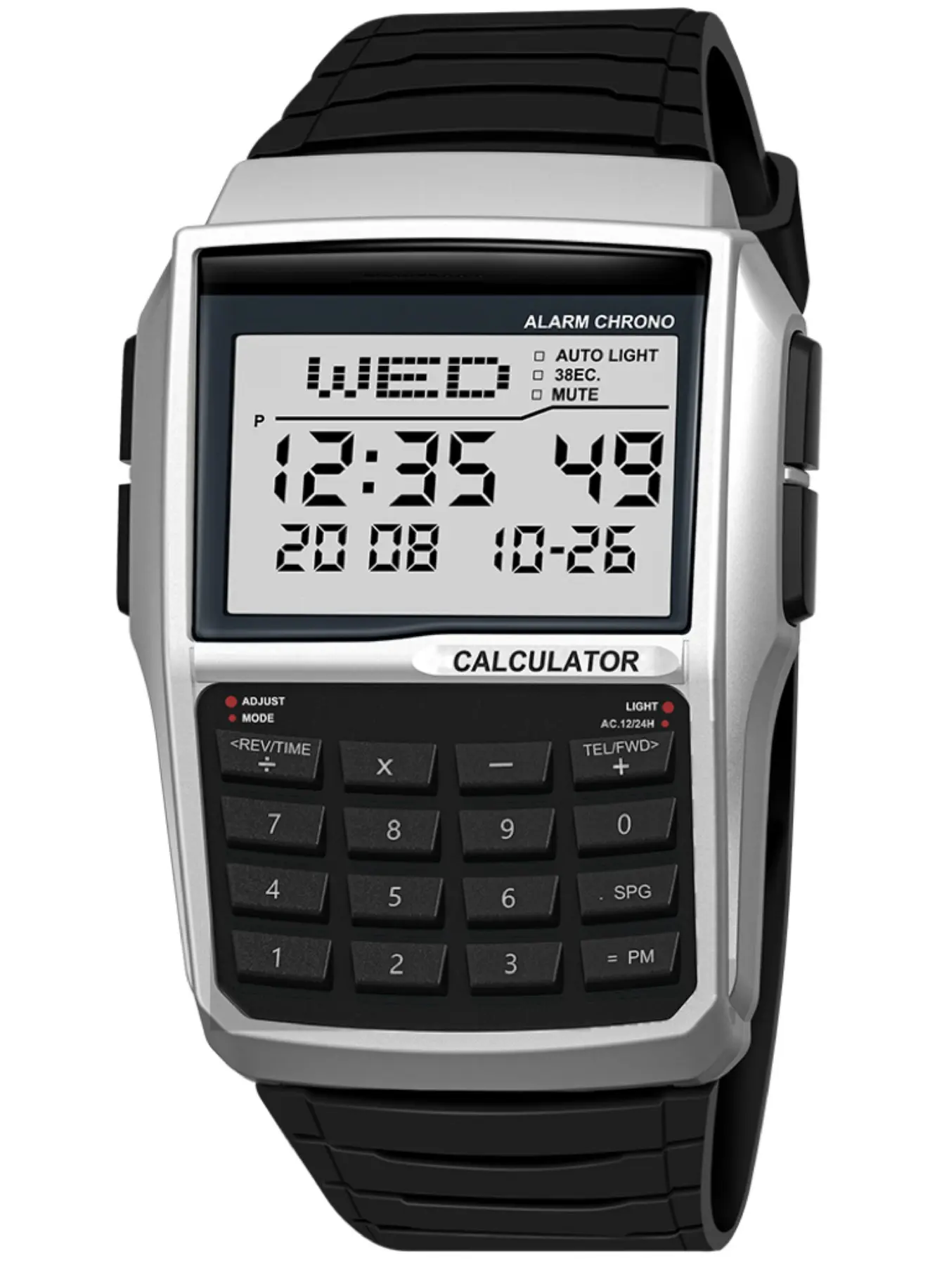 Unisex Square Digital Sports Watch, Waterproof Wrist Watch, Multifunctional with Calculator, Phonebook & LED Night Light, Waterproof, Gift Box Included