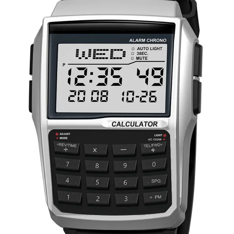 Unisex Square Digital Sports Watch, Square Electronic Watch, Multifunctional with Calculator, Phonebook & LED Night Light, Gift Box Included