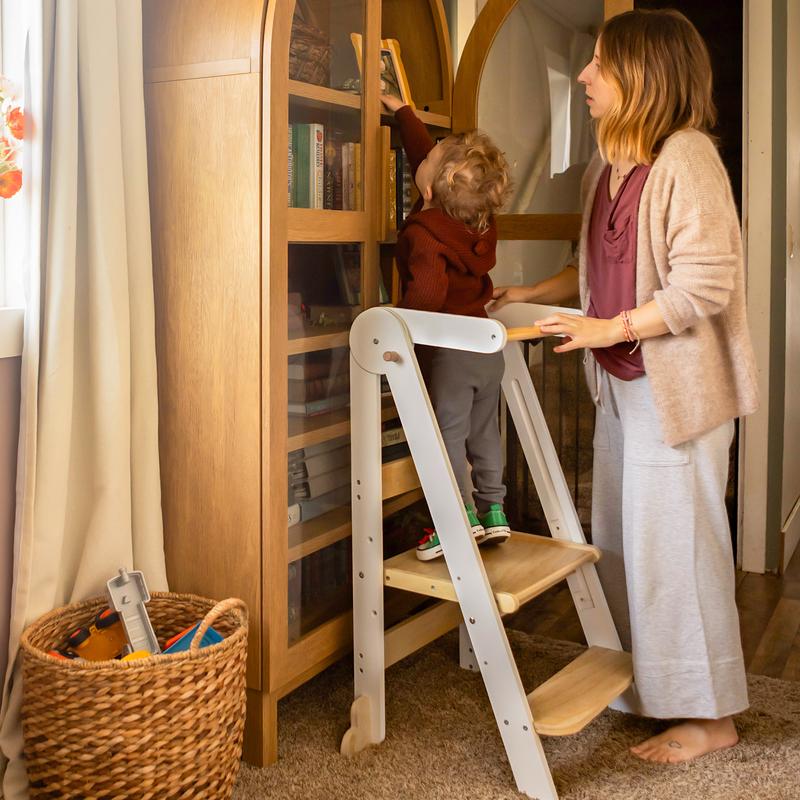 HARPPA Nordi | Foldable Toddler Tower – Compact Montessori-Inspired Standing Tower for Ages 2–6, Wooden Convertible Tower for Kitchen, Bathroom & More