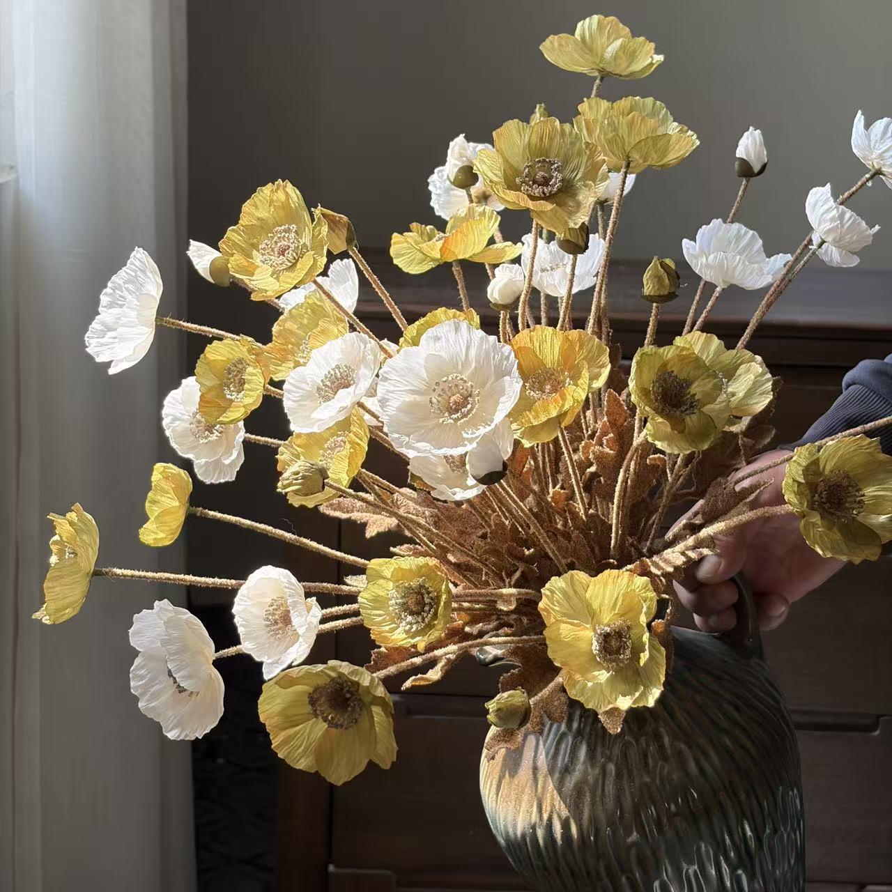 High-Quality Autumn Color Poppies Simulation Flowers, Soft Decoration Pairing, Factory Direct Quality, Perfect for Home Decor