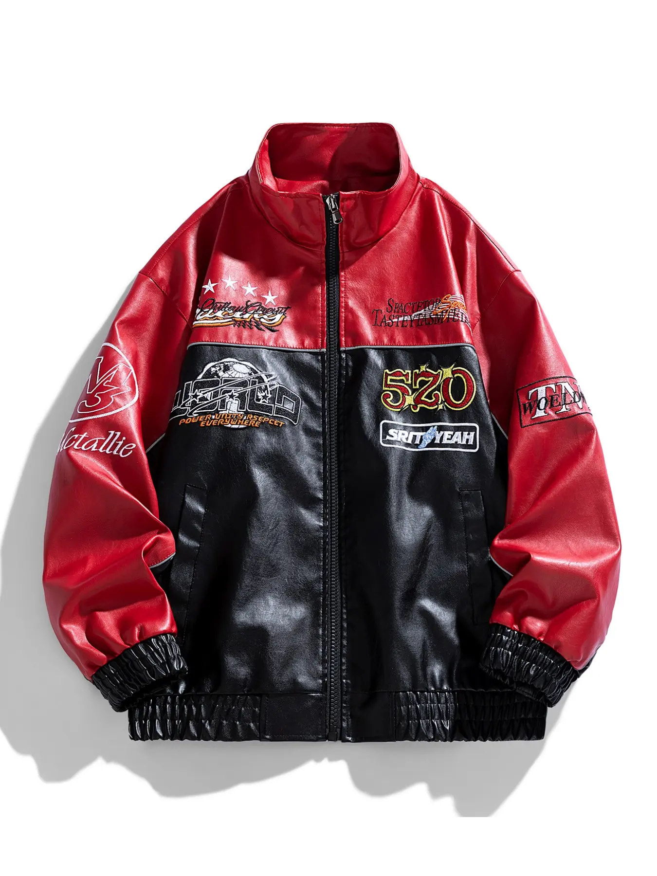 Men's Patchwork Jacket with Embroidery, Single Piece Men's Fashion Outerwear, Stylish and Unique Design for Everyday Wear