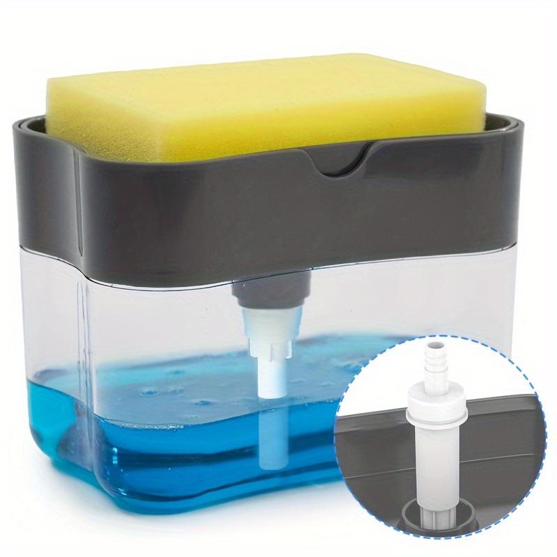 Automatic Kitchen Cleaning Soap Dispenser, Easy Liquid Refill, 4-Season Dish Brush Holder, Transparent Design, Phthalate-Free Plastic