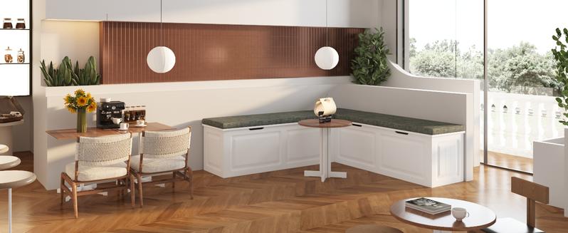 FUFU&GAGA L-Shaped Storage Bench with Hidden Compartment Multifunctional Shoe Bench for Entryway Kitchen Nook & Cloakroom Upholstered Cushion Stools Modern Furniture Soft Padded Footstool 63”D x 63”W x 18.3”H