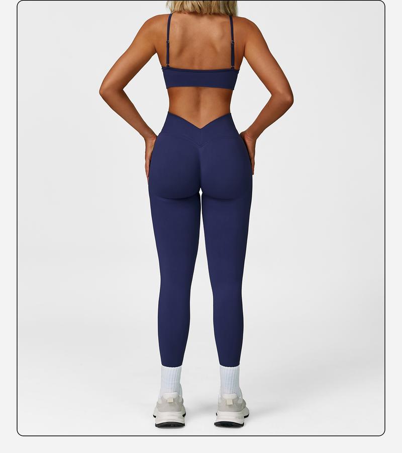 MFVIM Women's Christmas Fitness Set 2-Piece Seamless Skin-Exposed Backless Vest Sports Bra & High-Waist Cycling Shorts Yoga Pants Comfortable Sportswear for Yoga Running & Casual Wear Christmas Gifts