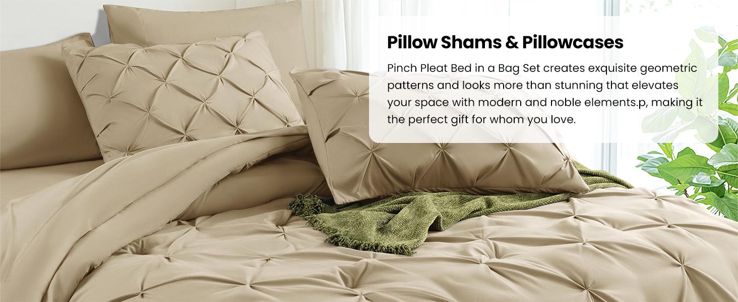 Sonoro Kate 7PCS Luxury Comforter Set – All-Season Pintuck Bedding with Ultra-Soft Comforter, Sheets, and Pillowcases, Cozy Bed  Modern Homes