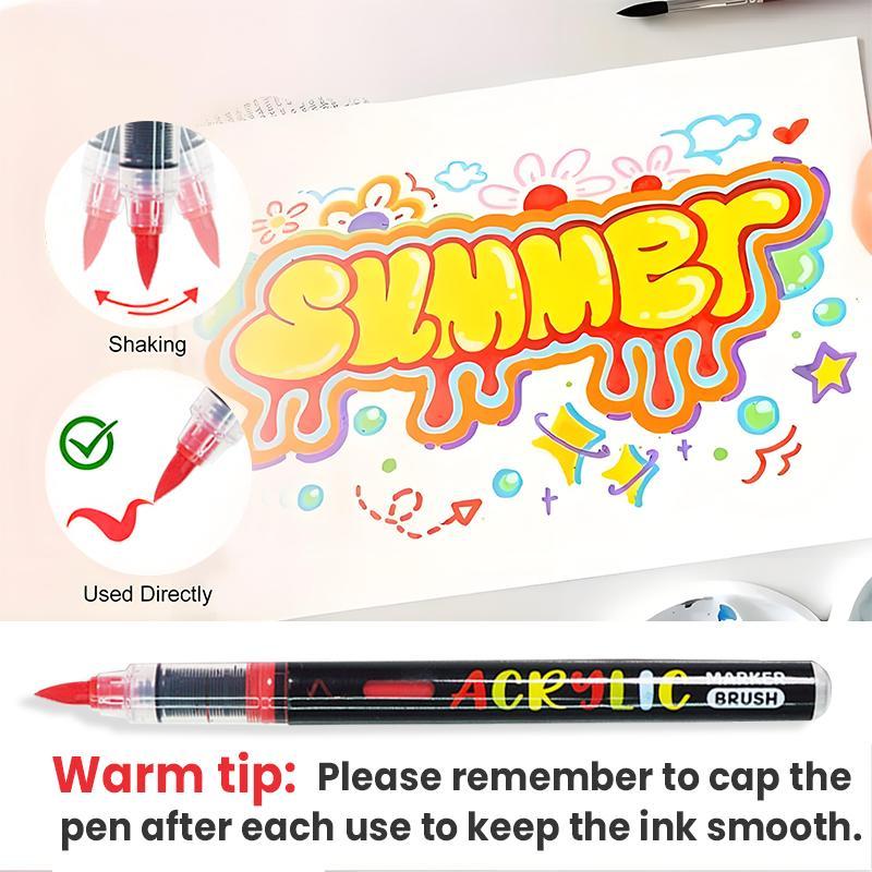 36 Colors Direct Liquld Soft Head Acrvlic Marker Pens.  Acrviic Palnt Markers, Brush Tip Acrylic Paint Pens, Ideal for Canvas, Wood, Stone, and  DIY Crafts