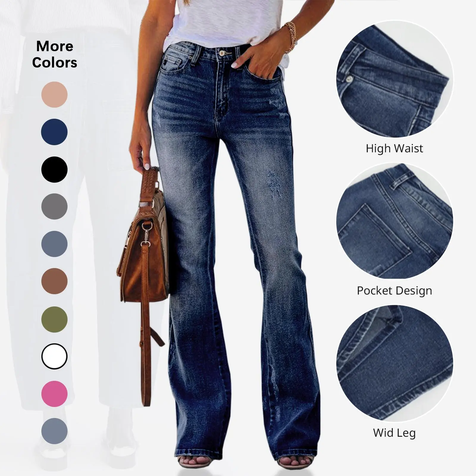 Flowyair Women's High-Waisted Stretch Jeans - Flare, Boyfriend, Bootcut Styles - Casual Denim Pants for Women, Jeans For Women,summerwins,summeroutfits,vacationoutfits,beachoutfits