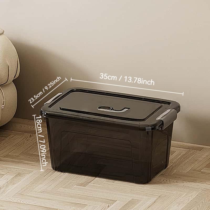 Stackable Storage Box with Lid, Transparent Under Bed Organizer, Durable Plastic Space Saving Clothes & Blanket Holder, No Assembly Needed