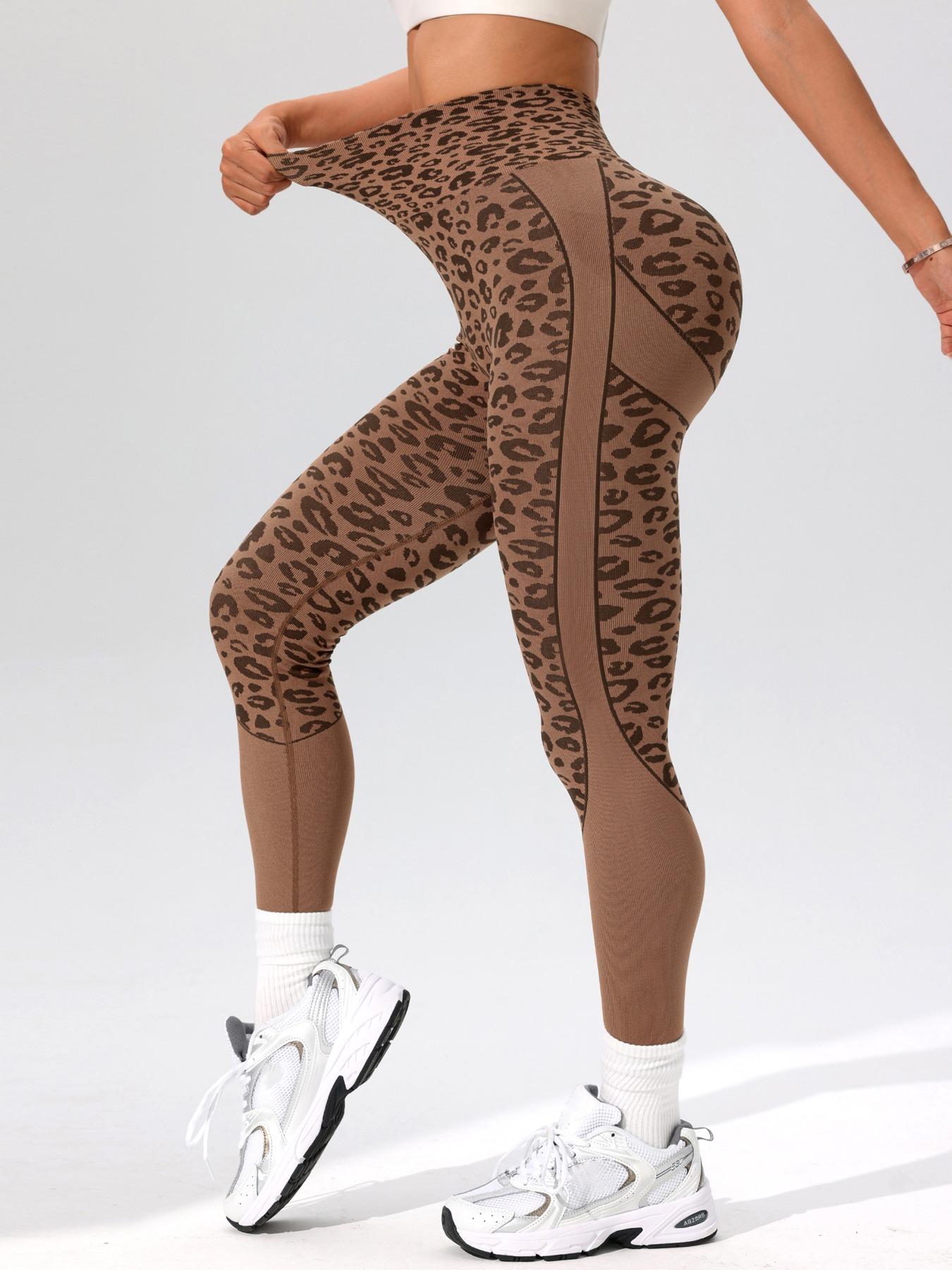Women's Leopard Print High Waist Sports Shaping Leggings, Casual Comfy Breathable Skinny Pants for Yoga Gym Workout Running, Ladies Sportswear for Fall & Winter