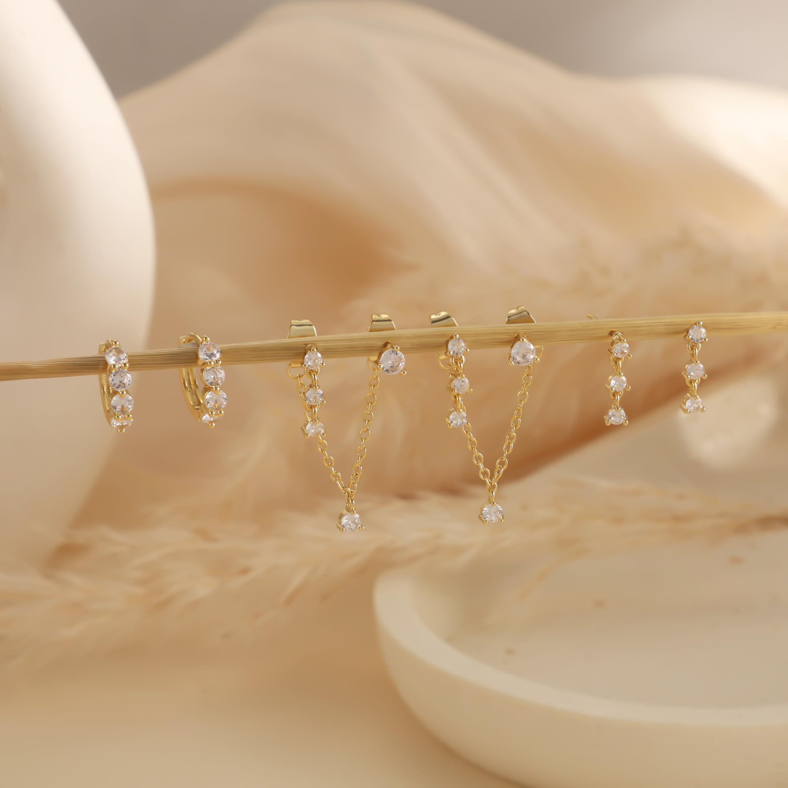 Earrings for Women Trendy  Hypoallergenic Cartilage Dangle Dainty  Hoop Earrings Sets for Women Stud Earring Sets for Multiple Piercing Jewelry Gifts for Her Valentine's Day Gift