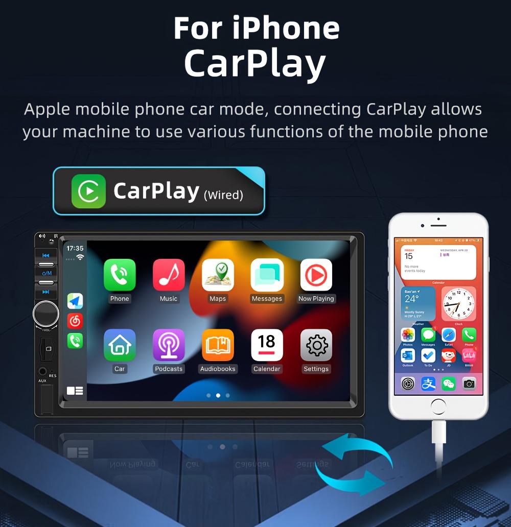 7-Inch 2DIN Vehicle Stereo Featuring Carplay, Android Auto, a Mounted Player, Compatible with USB/TF Cards, Wireless Player, And Car MP5 Multimedia System 7018, Without Battery