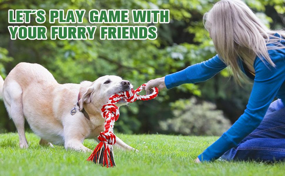 UPSKY Christmas Dog Rope Toys ,Dental Cleaning Chew Toys, Dog Tug Toy for Boredom, Dog Rope Toys for Medium Large pet