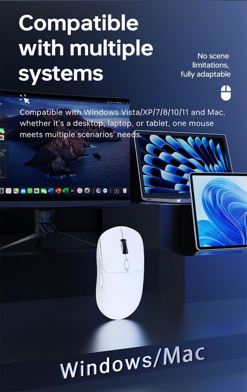 AJAZZ NJ07 Wireless Game Mouse Soft Tone Buttons 1k Hz Rate of Return 2.4G+Wired+BT Six Gear DPI Adjustment 12800 Lightweight 67g Multi-system Support for E-sports and Office, Pc Accessories Gaming