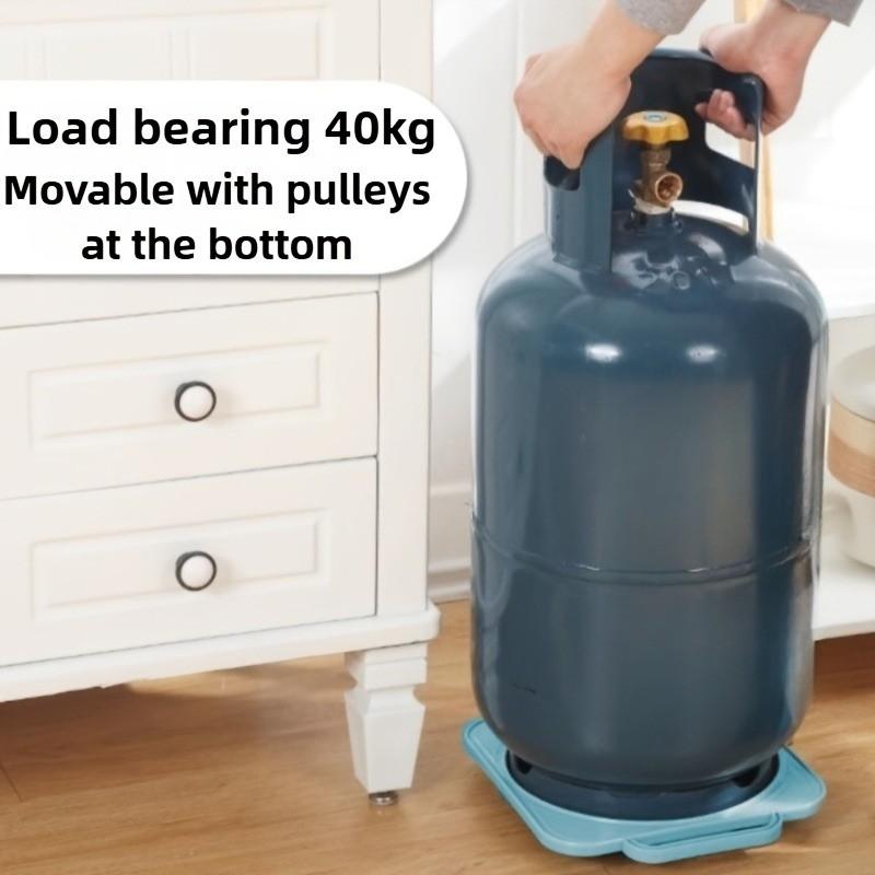 1 Pack Heavy-Duty Movable Propane Tank Base Dolly, Thickened Gas Cylinder Holder with Smooth Wheels & Drainage Holes, Multi-Purpose Rolling Stand for Kitchen LPG Tank, Flower Pot, Plant Tray & Home Storage, Fits Up to 12" Diameter