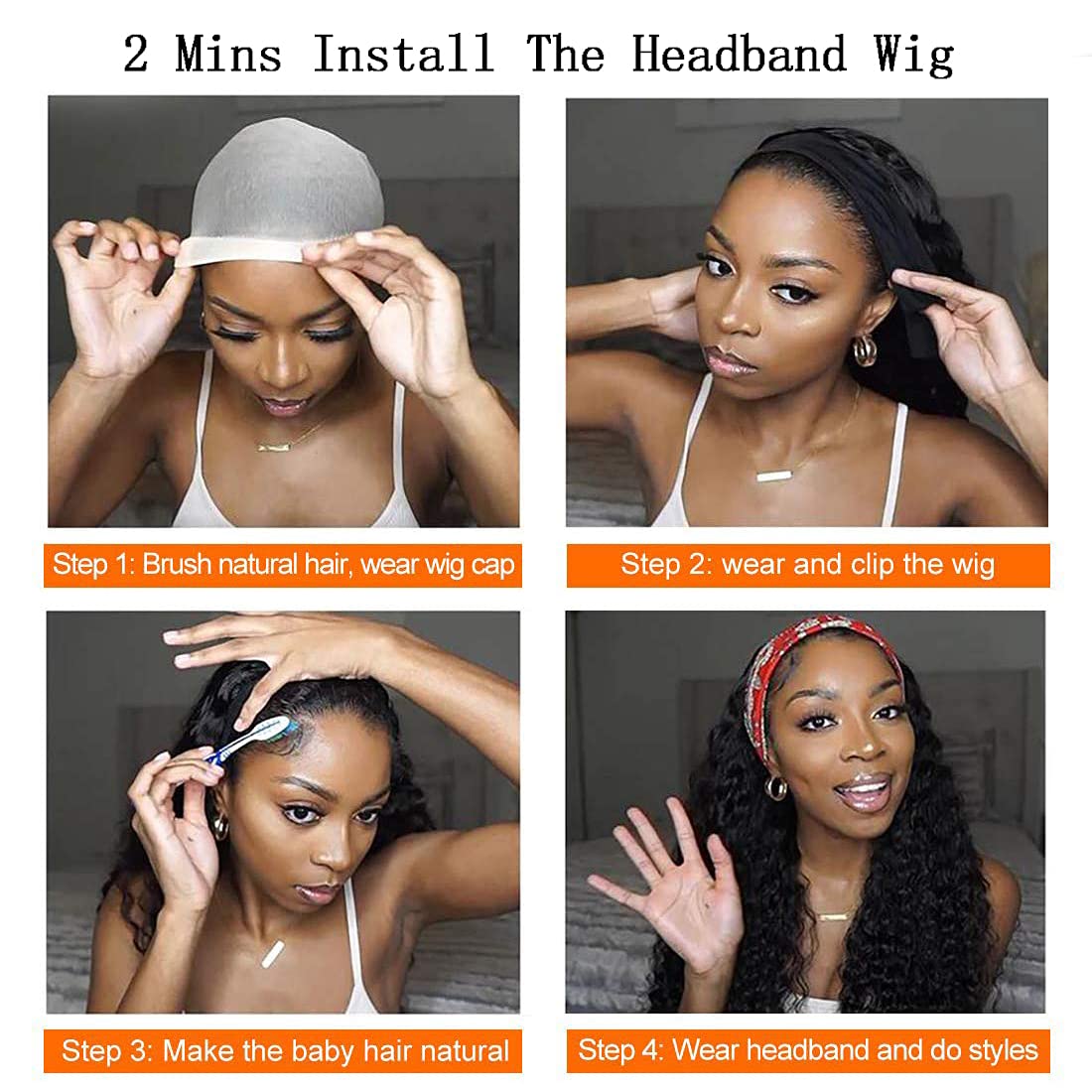 Kinky Curly Headband wig Human Hair No Gel Kinky Curly Headband Wigs for Black Women 200 Density None Lace Front Wigs Human Hair #headbandwig #TikTokShopHolidayHaul