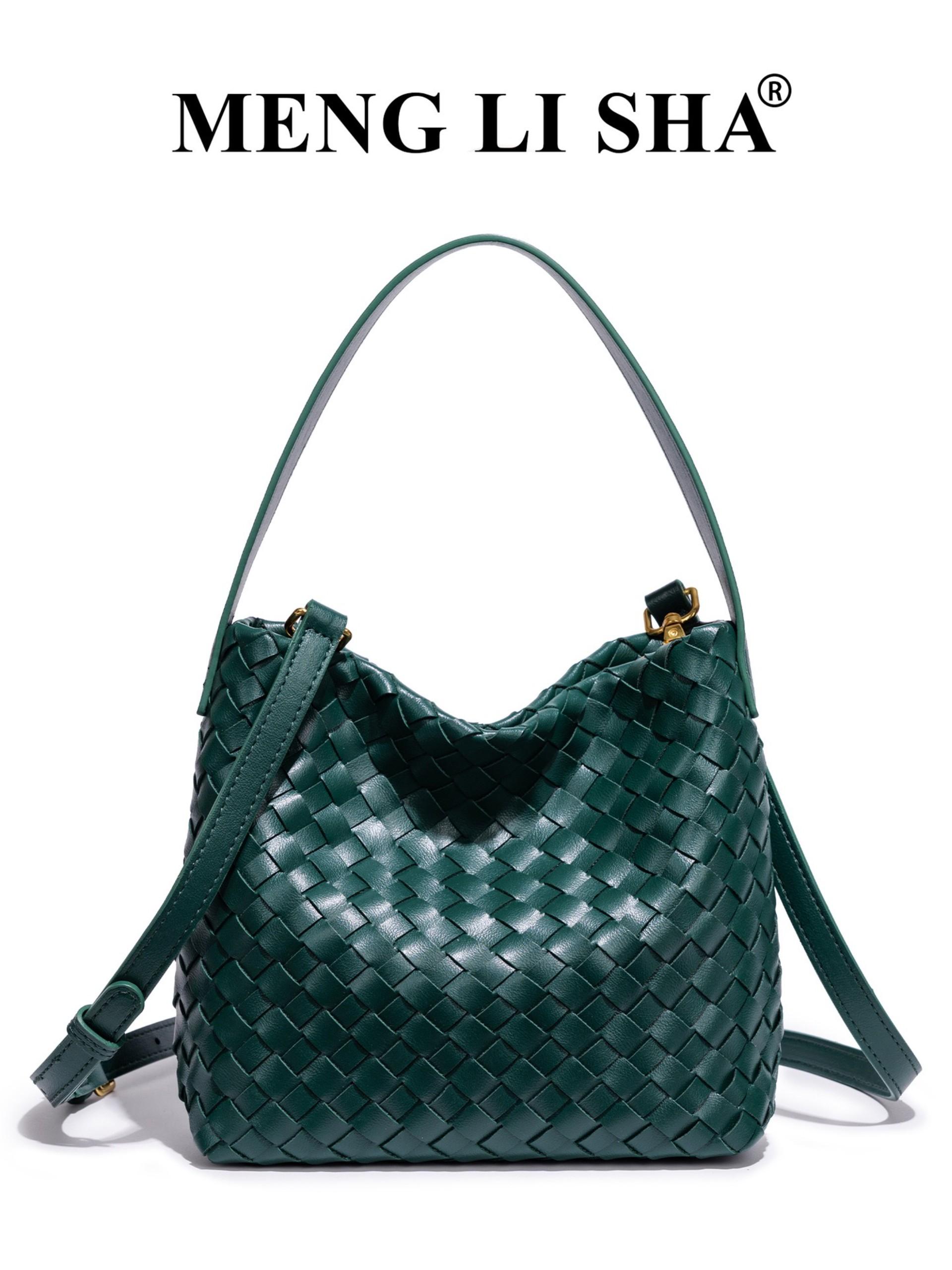 New Handmade Woven Tote Bag for Women, Luxury Bucket Bag, Lazy Style Commute Shoulder Crossbody Handbag, Large Capacity Leather Bag