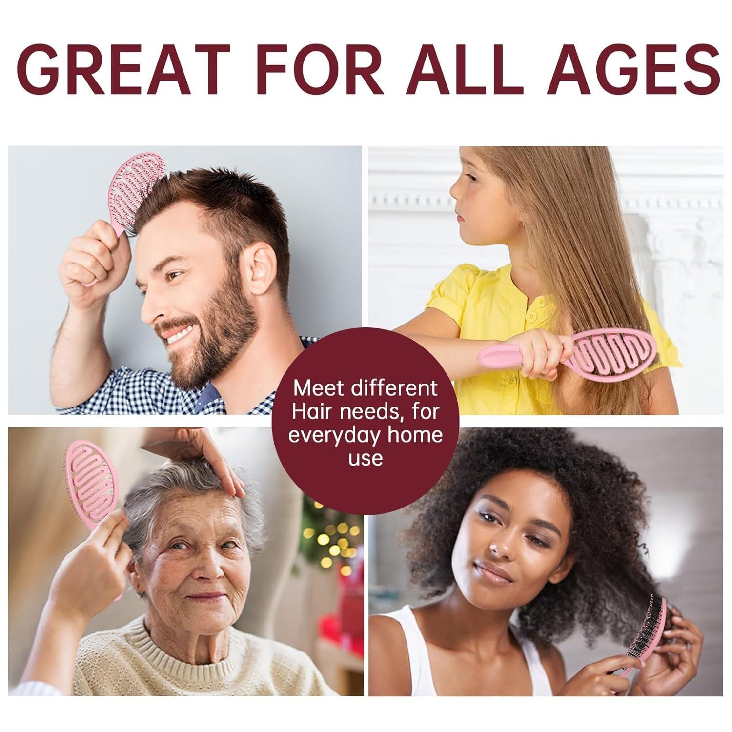 Ventilated Detangling Hair Comb with Random Section Clips, Ideal for Wet/dry Hair, Curl/wave/strand Types, Anti-Knot, Blowout, Scalp Massage