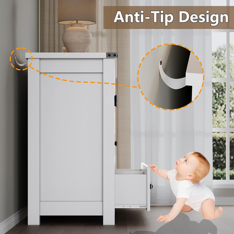 White Dresser 6 Drawer Dresser for Bedroom, Modern Wood Chest of Drawers with Metal Handles, TV Stand and Storage Cabinet for Living Room, Hallway, Nursery, Closet