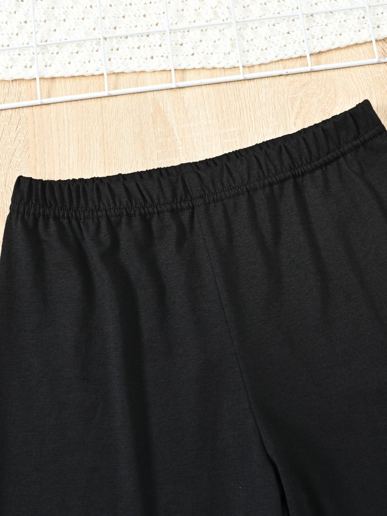 2pcs Girls' Valentine's Day Set, Heart Bow Print, Short Sleeve T-Shirt & Bell Pants, Casual Summer Fashion for Kids