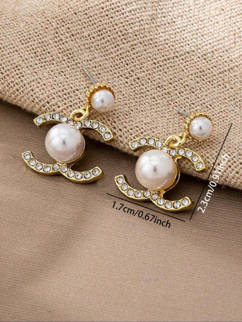 Elegant Pearl Decorated Dangle Earrings, Fashion Earring, Vintage Faux Pearl, Women's Daily Wear Basic Design Jewelry Gift