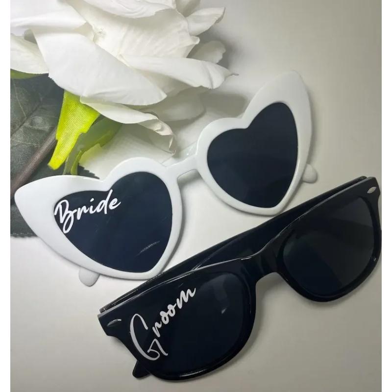 2pcs Bride/Groom Mr/Mrs White & Black Glasses Photo Props Wedding Decor Bridal Shower Party Supplies Groom Bride To Be Gift