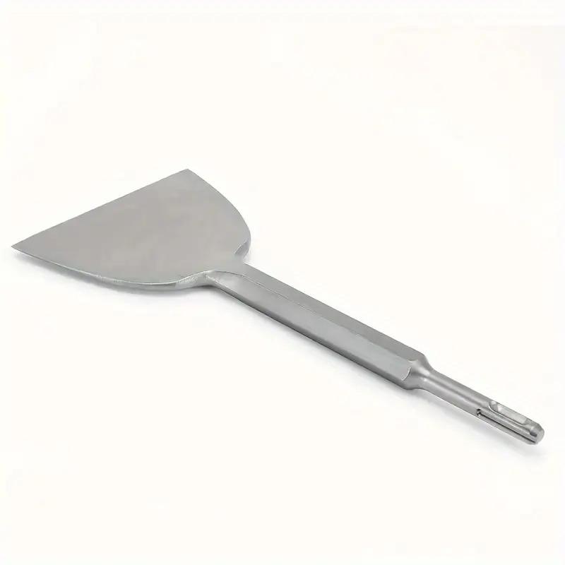 Round-handled heavy chisel with a wide, ultra-thin long flat blade, suitable for cement grooving, tile wall surfaces and plastering work. This metal manual chisel can be operated without electricity.