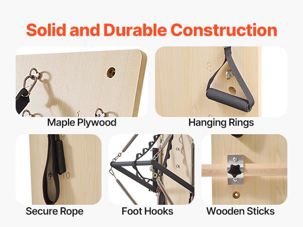 VEVOR Wall Mounted Pilates Reformer Machine, Maple Wood Pilates Springboard, Exercise Equipment with Resistance Springs, Yoga Fitness Trainer, Suitable for Flexibility Balance, Home Gym Studio Workout