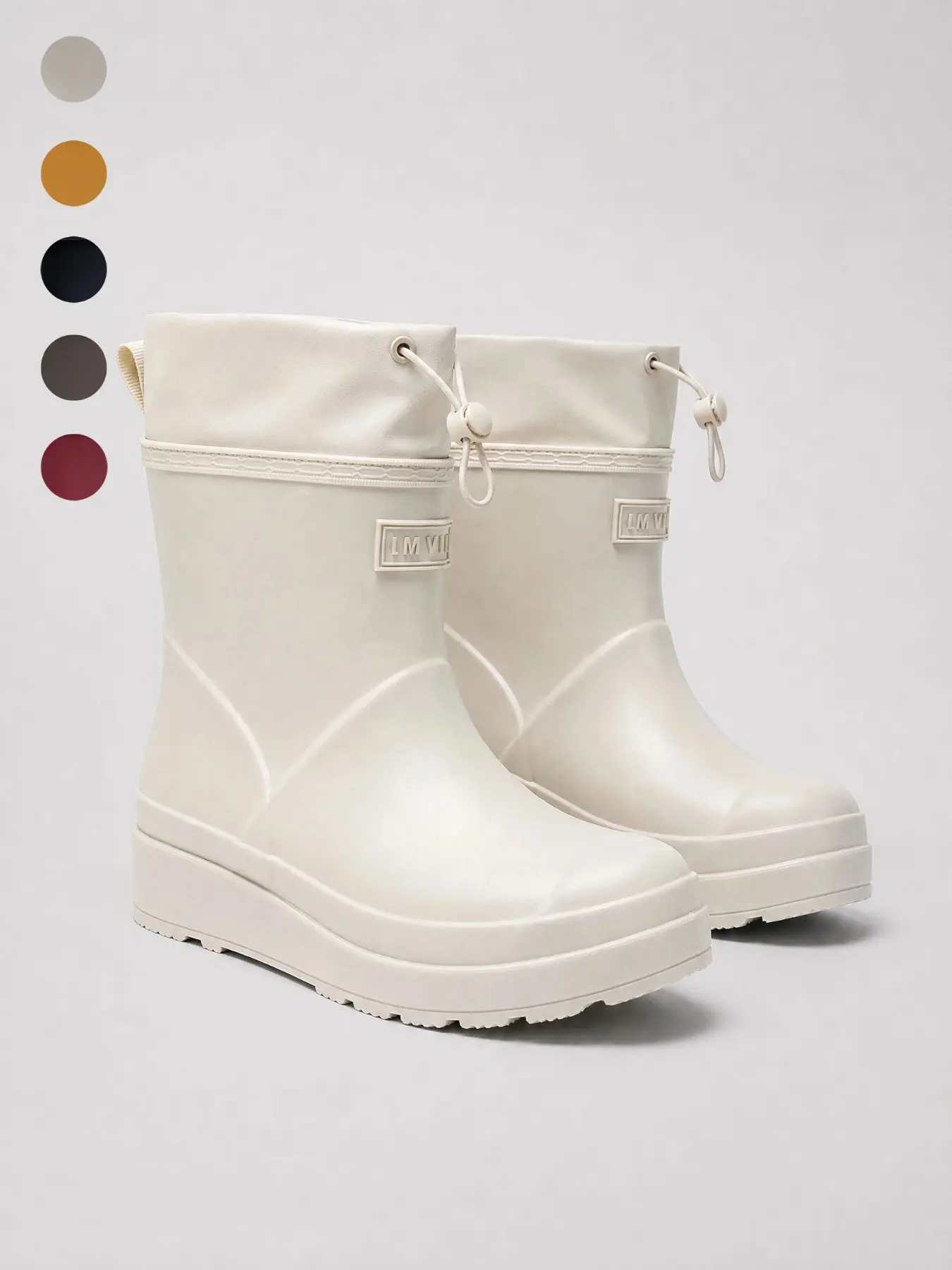 High-Quality Anti-Slip Waterproof Mid-Calf Duck Rain Boots, Adjustable Drawstring Warm Footwear for Beach Travel and Kitchen Use, Comfortable and Durable