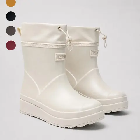 High-Quality Anti-Slip Waterproof Mid-Calf Duck Rain Boots, Rain Shoes, Adjustable Drawstring Warm Footwear for Beach Travel and Kitchen Use, Comfortable and Durable